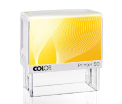 Colop Printer 50 weiß Selbstfärbestempel mit gelbem Inlay