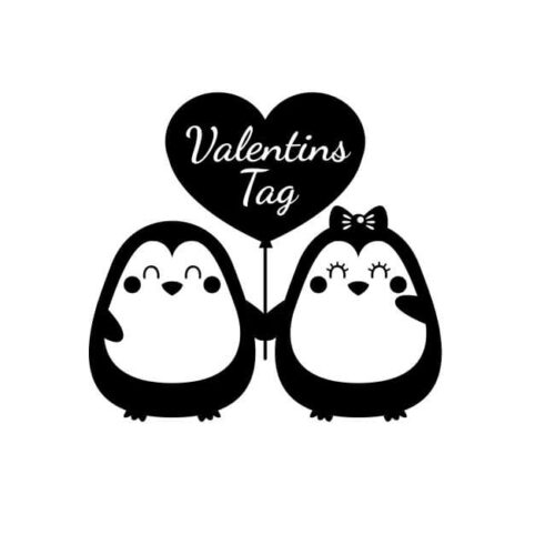 Motivstempel Valentinstag: Herz mit Pinguinen Pärchen