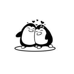 Motivstempel Valentinstag: Pinguinen Pärchen mit Herzen