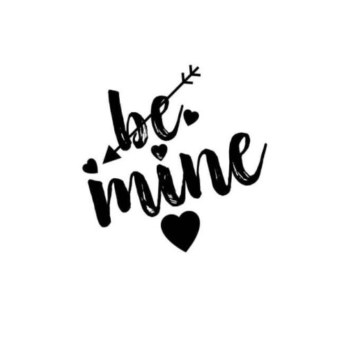 Motivstempel Valentinstag: “be mine” mit Herz und Liebespfeil