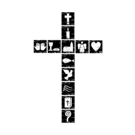 motivstempel kommunion kreuz mit christlichen symbolen