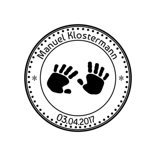 Motivstempel Babyhändchen Namen und Datum