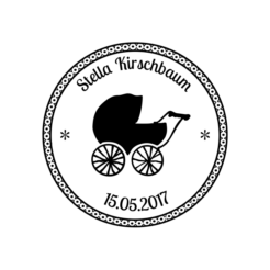 Motivstempel Kinderwagen Namen und Datum