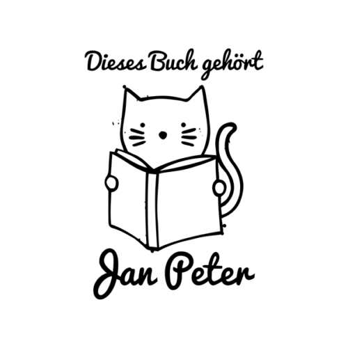 Ex Libris Holzstempel – Katze mit Buch