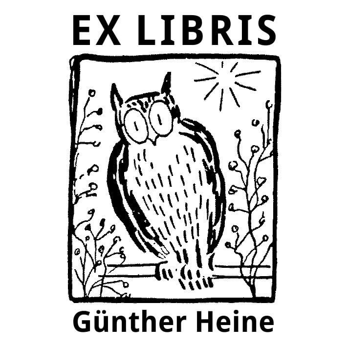 Holzstempel Motivstempel EXLIBRIS Eule Stempel Bücher Stempelset Stempelkissen ✔ 