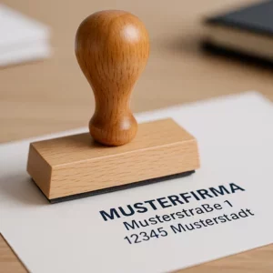 Firmenstempel mit Abdruck - Musterfirma, Musterstraße 1, 12345 Musterstadt