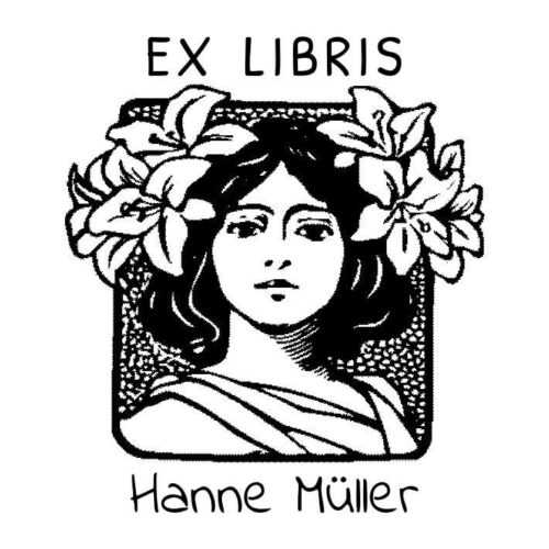 Ex Libris Holzstempel – Frau mit Blumen