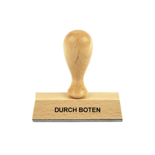 Holzstempel Lagertext: DURCH BOTEN