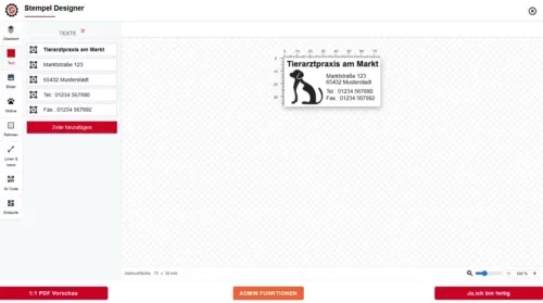 Firmenstempel mit Logo und Text für eine Tierarztpraxis