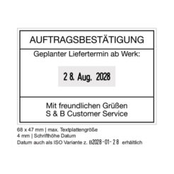 Beispiel für Stempelabdruck passend für: Trodat 5480 Professional Datumstempel + Text