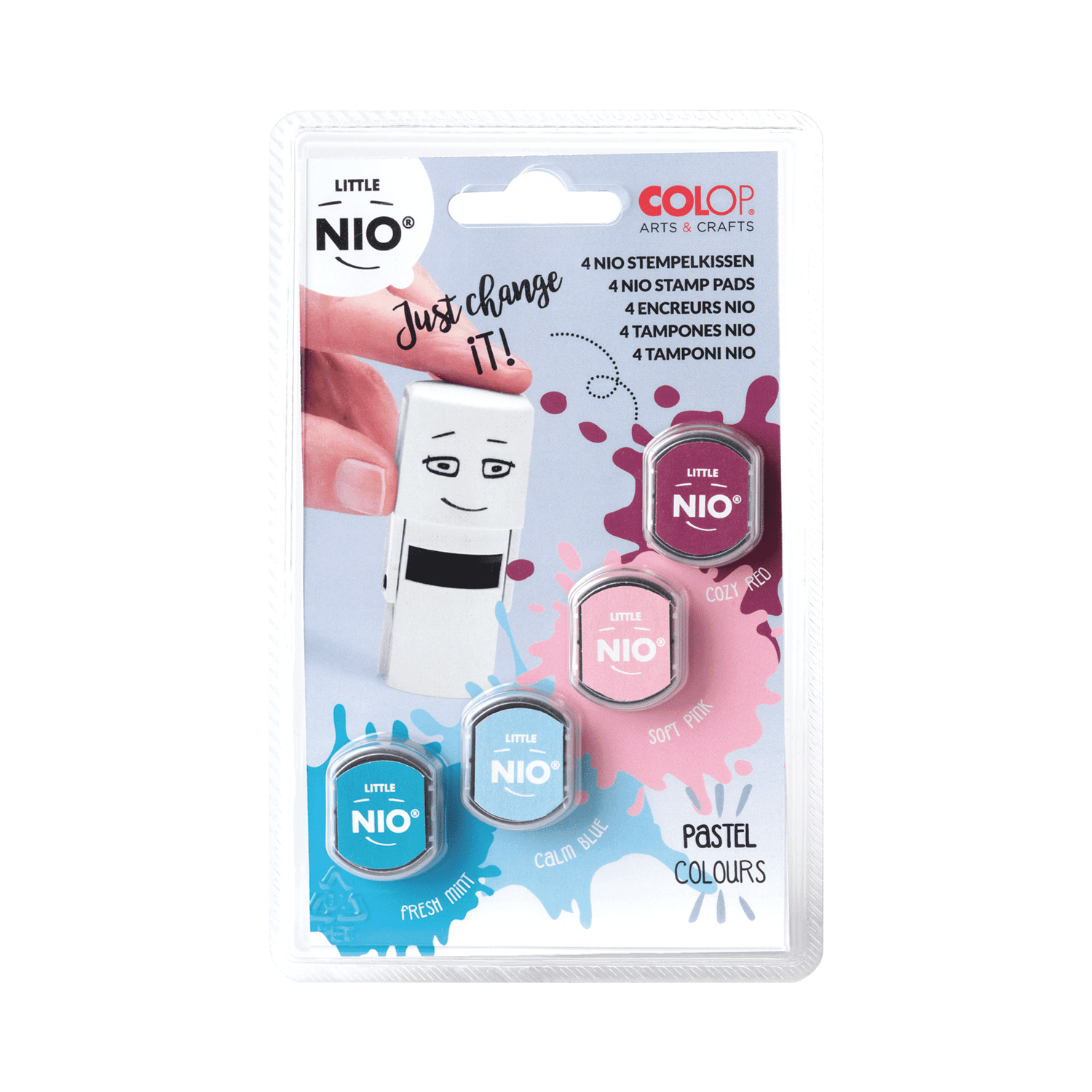 Little NIO Stempelkissen Set im Blister mit 4 Pastellfarben für kreative Anwendungen