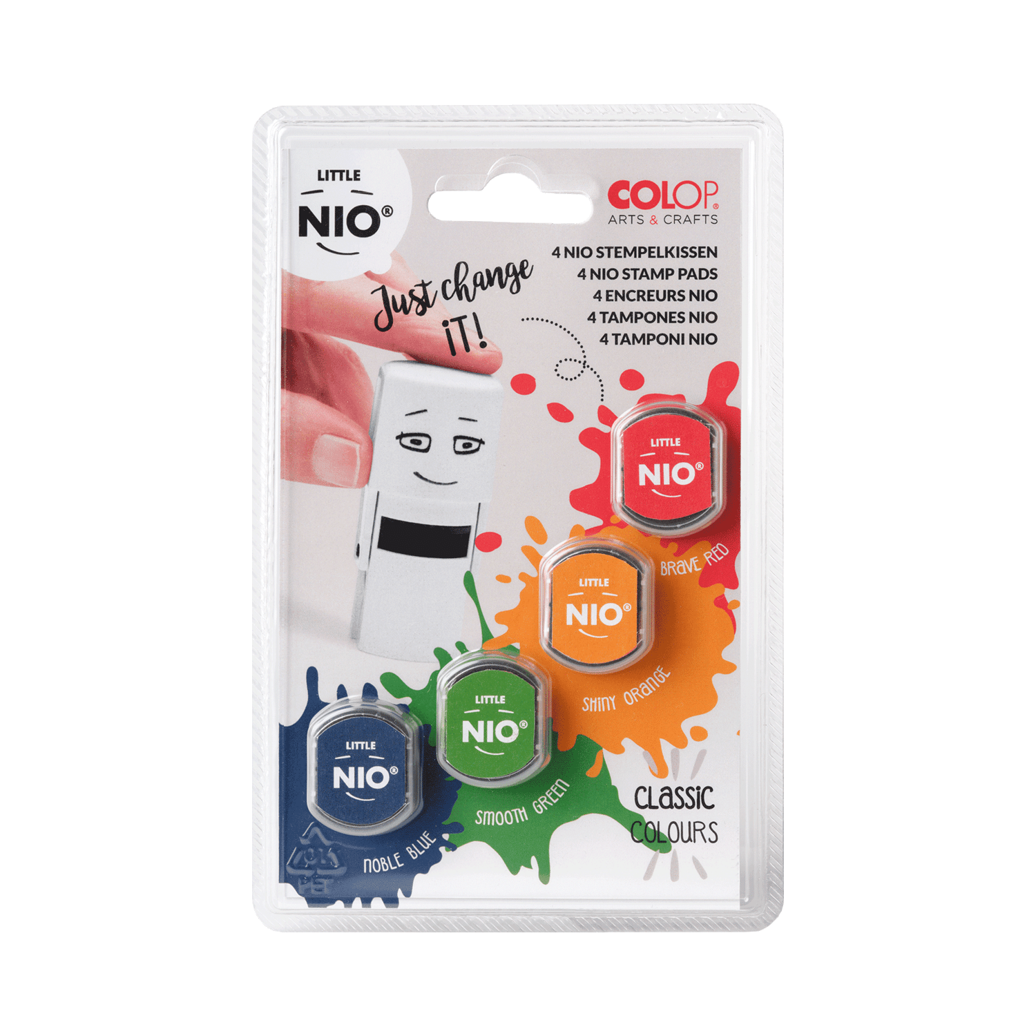 Little NIO Stempelkissen Set Classic Colours im Blister mit 4 Farben für kreative Anwendungen