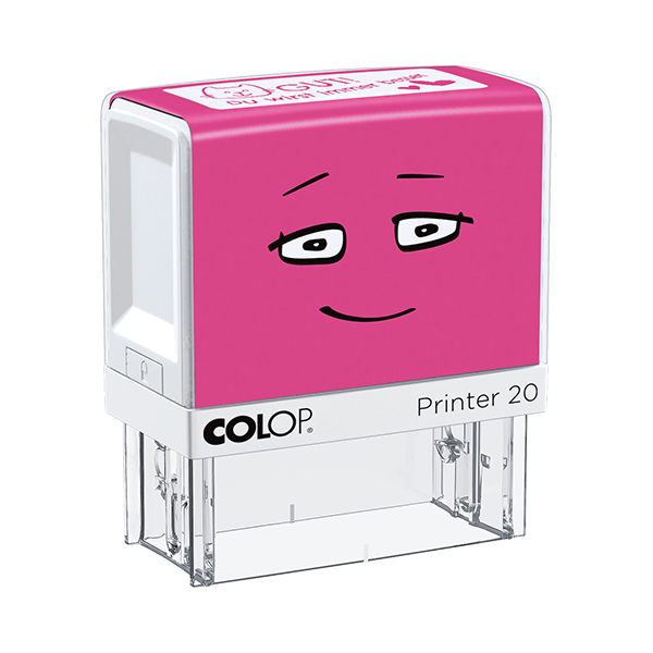 COLOP Printer 20 Schulstempel – Motivstempel mit Gesicht in Pink aus der NIO School Motivation Serie