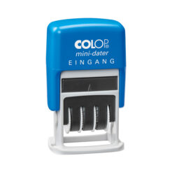 COLOP Mini-Datumstempel S 160 L mit Textplatte „Eingang“ – blaues Kunststoffmodell