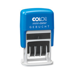 COLOP Mini-Datumstempel S 160 L mit Textplatte „Gebucht“ – Kompaktstempel für Büroanwendungen