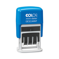 COLOP Mini-Datumstempel S 160 L mit Textplatte „Gescannt“ – selbsteinfärbend