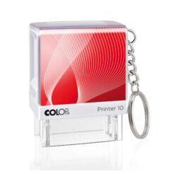 Colop Printer 10 weiß Selbstfärbestempel mit rotem Inlay und Schlüsselanhänger