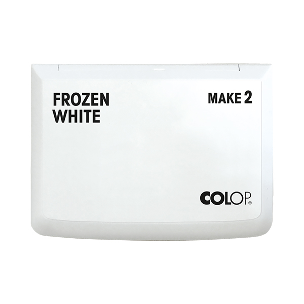COLOP MAKE 2 Stempelkissen Frozen White – geschlossener Deckel mit Farbkennzeichnung
