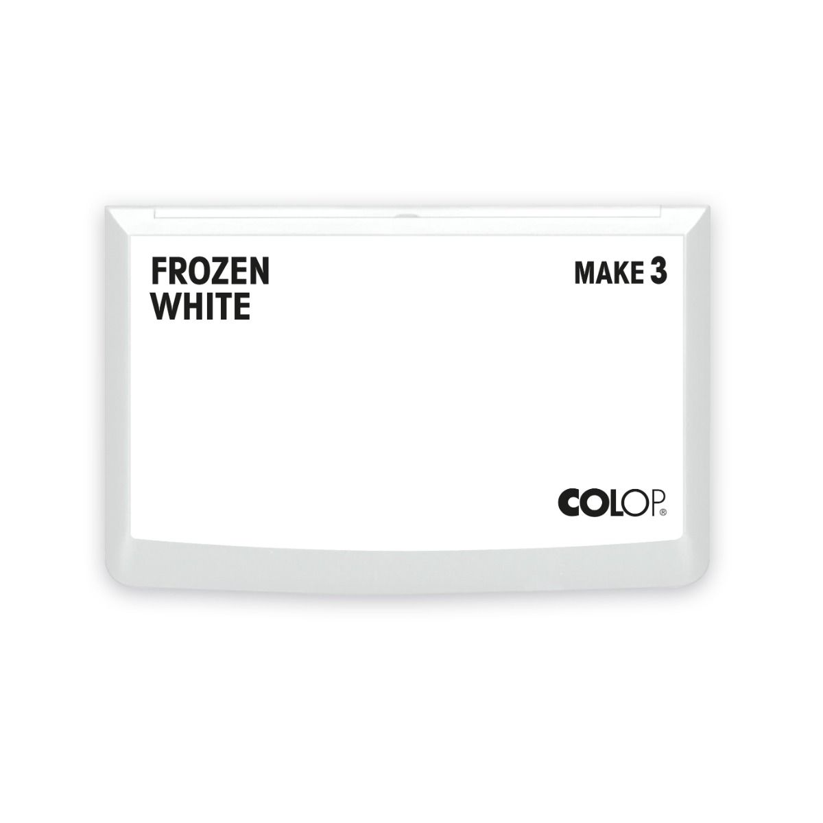 COLOP MAKE 3 Stempelkissen Frozen White – geschlossener Deckel mit Farbkennzeichnung