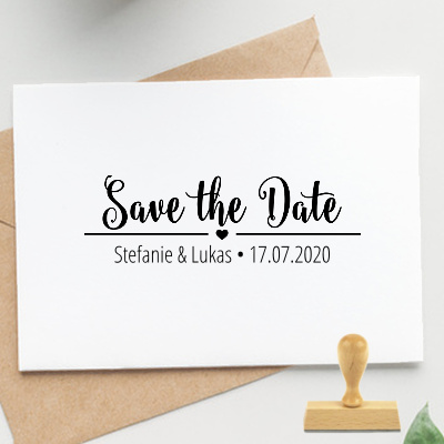 Eckiger Save the Date Stempel für Ihre Hochzeit