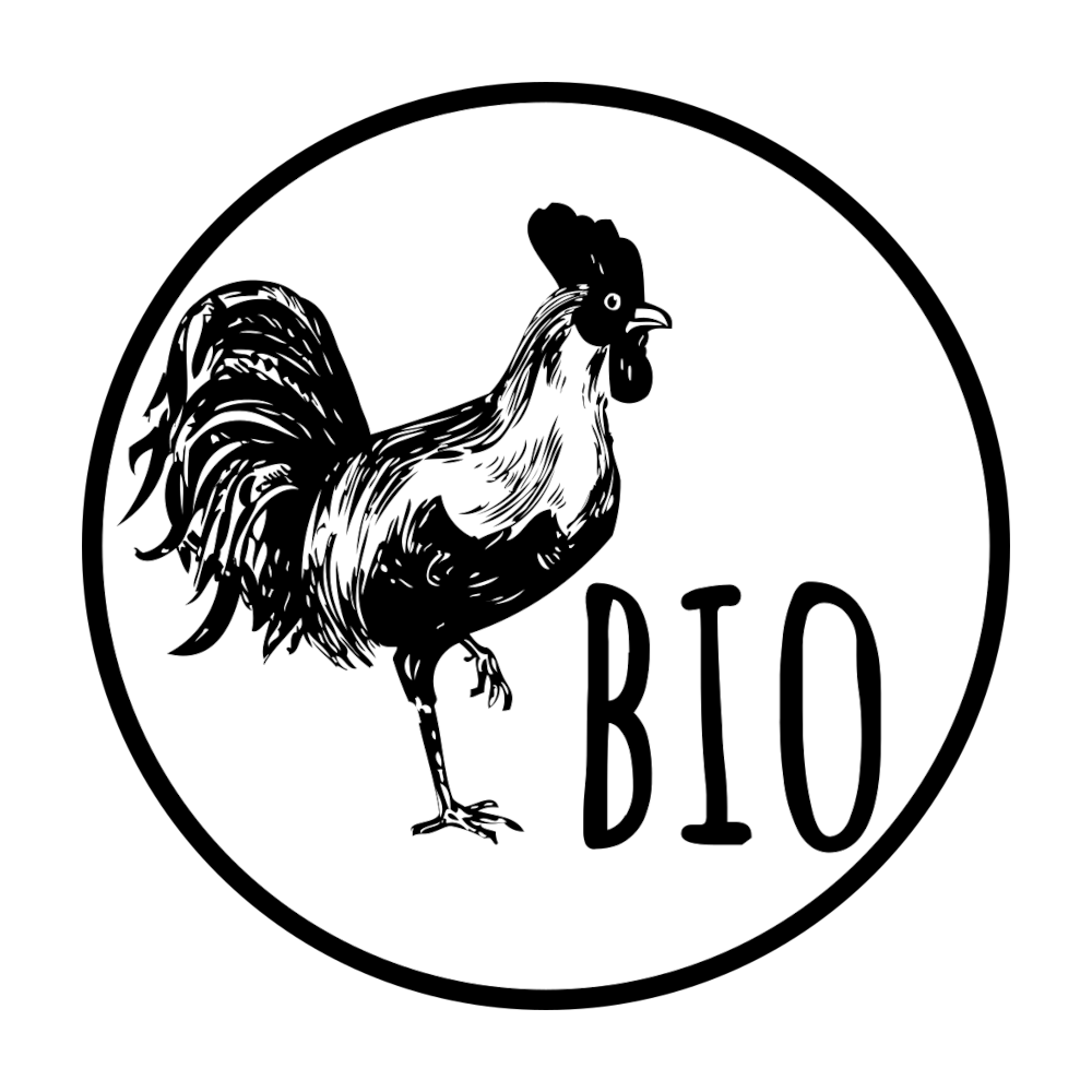 Eierstempel mit fertigem Motiv Hahn + BIO Schwarz