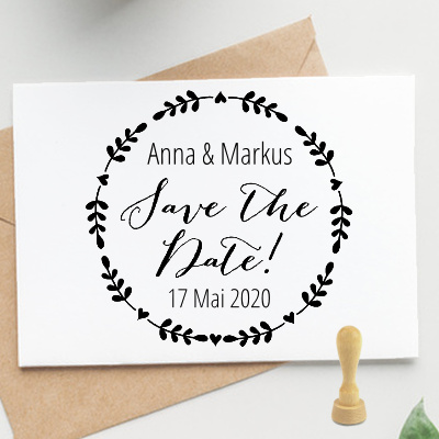 Stempel Hochzeit – Save the Date mit Namen und Datum