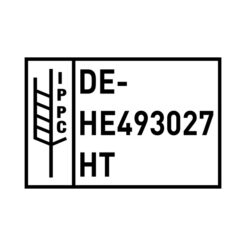 Abdruckmuster eines IPPC Holzstempels 60 × 40 mm mit HT-Kennzeichnung