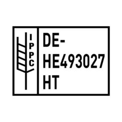 Abdruckmuster eines IPPC Holzstempels 70 × 50 mm mit HT-Kennzeichnung