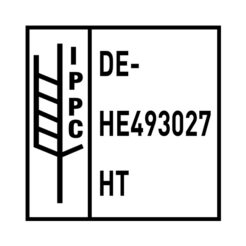 Abdruckmuster eines IPPC Holzstempels 70 × 70 mm mit HT-Kennzeichnung
