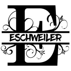 monogramm stempel e split letter imprint