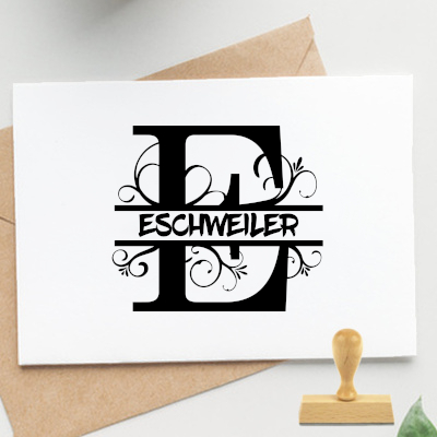 Monogrammstempel, E – Split Letter