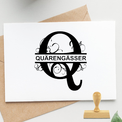 Monogrammstempel, Q – Split Letter