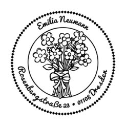 Runder Motivstempel mit Blumenstrauß – florales Motiv, Abdruck 40 mm