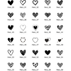 Motivstempel Herzen – Übersicht der Designs Herz 30 bis Herz 59