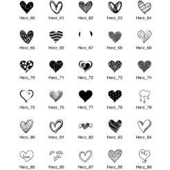 Motivstempel Herzen – Übersicht der Designs Herz 60 bis Herz 89