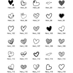 Motivstempel Herzen – Übersicht der Designs Herz 90 bis Herz 119