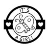 Baby-Motivstempel „It’s a girl!“ mit Schmetterling, Abdruck 40 mm