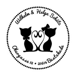 Motivstempel mit Katzen-Paar, romantisches Motiv, Abdruck rund 40 mm