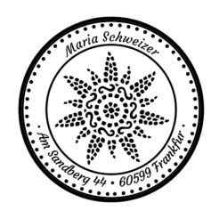 Runder Motivstempel mit stilisierter Sonne, Abdruck 40 mm