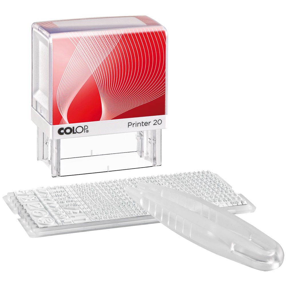 Colop Printer 20 Typo Set Selbstfärbestempel mit einem Zeichenplattensatz und Pinzette