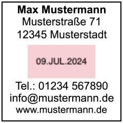 Gestaltungvorschlag für die Konfiguration des Trodat Printy 4724 Datumstempel