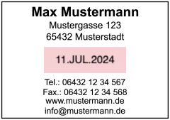 Gestaltungvorschlag für die Konfiguration des Trodat 2910/P08 Datumstempel
