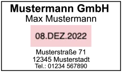 Gestaltungvorschlag für die Konfiguration des Trodat Professional 5460 Datumstempel
