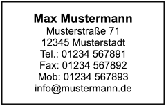 Gestaltungvorschlag für die Konfiguration des Colop Classic 2600