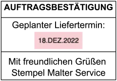 Gestaltungvorschlag für die Konfiguration des Stempelplatte für Trodat Professional 5480 Datumstempel
