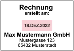 Gestaltungvorschlag für die Konfiguration des Stempelplatte für Trodat Professional 5480 Datumstempel