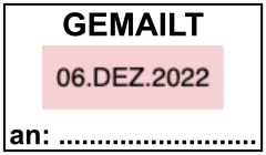 Gestaltungvorschlag für die Konfiguration des Stempelplatte für Trodat Professional 5430 Datumstempel