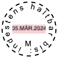 Gestaltungvorschlag für die Konfiguration des Stempelplatte für Trodat Printy 46119 Datumstempel