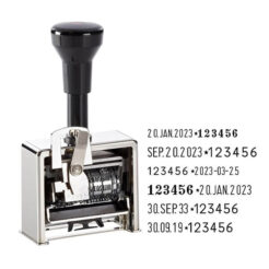 Reiner Modell 9 Nummerator, automatisch schaltend, robustes Metallgehäuse – für Belege, Lieferscheine & Qualitätsdokumente mit unterschiedliche Datumsformate