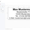 Stempelkonfigurator mit Mustertext – Max Mustermann Adresse und Kontakt, Abdruckgröße 58×22 mm im Online-Stempel-Designer